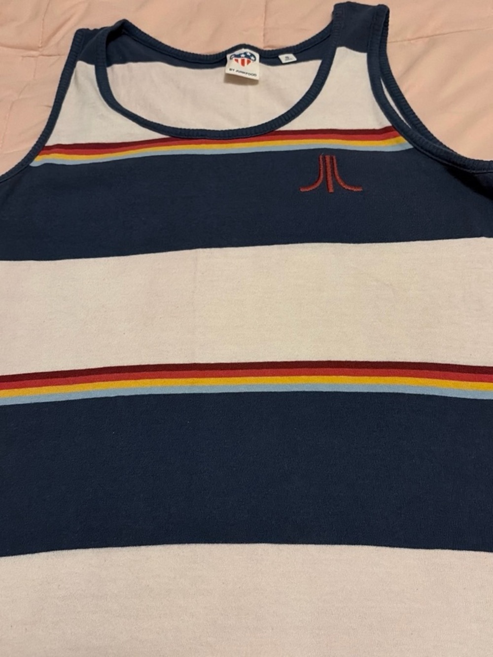 Junk Food Clothing Striped Tank with Atarii logo